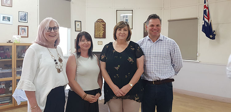 Mayor Phyllis Miller, Terese Gunn, Cassandra Tyack and Phil Donato MP at the Hidden Treasures morning tea hosted by the CWA.