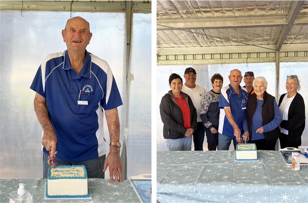 Kevin Rubie celebrates his 90th birthday at Croquet on 8 September. Kevin is pictured cutting the cake, and twith his family during the celebrations.
