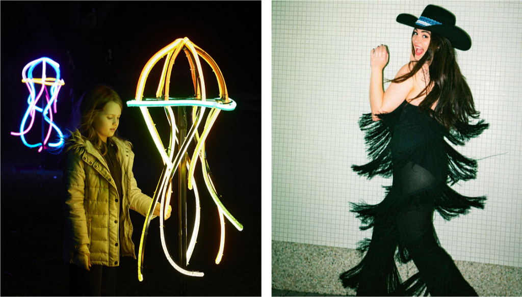 Left: Volter International is returning to Street Dreams with underwater-inspired neon light installations. Right: Gracey Denham-Jones is headlining the Street Dreams main stage.