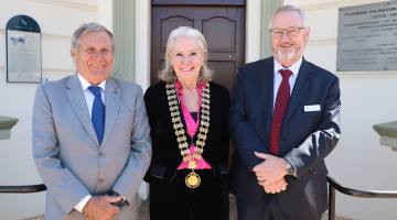 Deputy Mayor Cr Chris Roylance, Mayor Cr Phyllis Miller OAM and Forbes General Manager Stephen Dunshea.