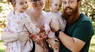 Ryan Webber, his partner Samara Fox and their two daughters Abigail and Zoey Webber.