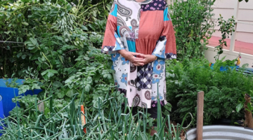 The September meeting host, Sue Ann Nixon pictured in her garden.
